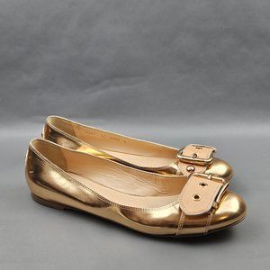 Giuseppe Zanotti Design Belt Ballet Flats Womens Size 11 Rosegold Metallic Shoes